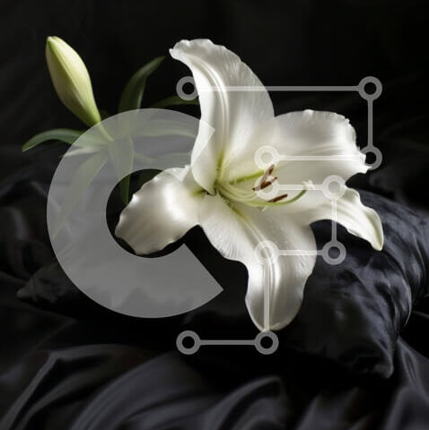 Intra Συλλεκτικό Ξύλινο Παζλ Plywood  4mm - Λευκός κρίνος σε μαύρο μαξιλάρι Σε Ξύλινο Κουτί - Διαστάσεις: 10x10 cm – 25 κομμάτια - Image 1