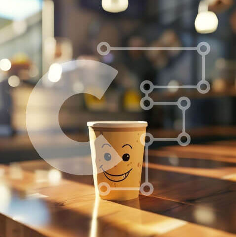 Intra Συλλεκτικό Ξύλινο Παζλ Plywood  4mm - Διασκεδαστικό φλιτζάνι καφέ Smiley Face στο τραπέζι φαγητού Σε Ξύλινο Κουτί - Διαστάσεις: 10x10 cm – 25 κομμάτια - Image 1