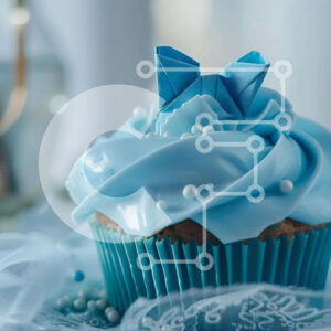Intra Συλλεκτικό Ξύλινο Παζλ Plywood  4mm - Μπλε Cupcake με σχέδιο Origami Σε Ξύλινο Κουτί - Διαστάσεις: 10x10 cm – 25 κομμάτια