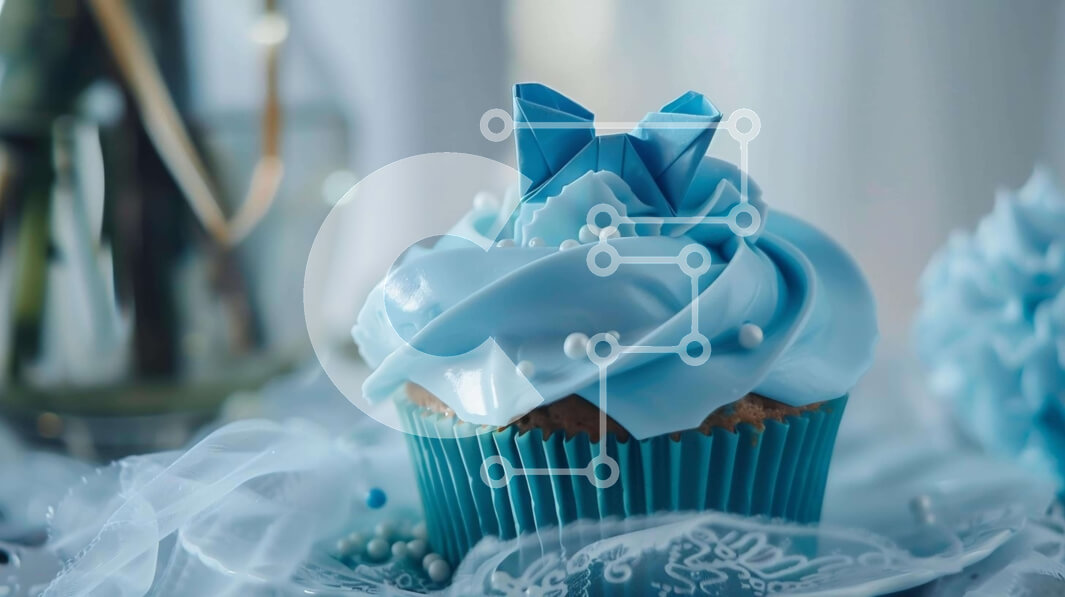 Intra Συλλεκτικό Ξύλινο Παζλ Plywood  4mm - Μπλε Cupcake με σχέδιο Origami Σε Ξύλινο Κουτί - Διαστάσεις: 10x10 cm – 25 κομμάτια