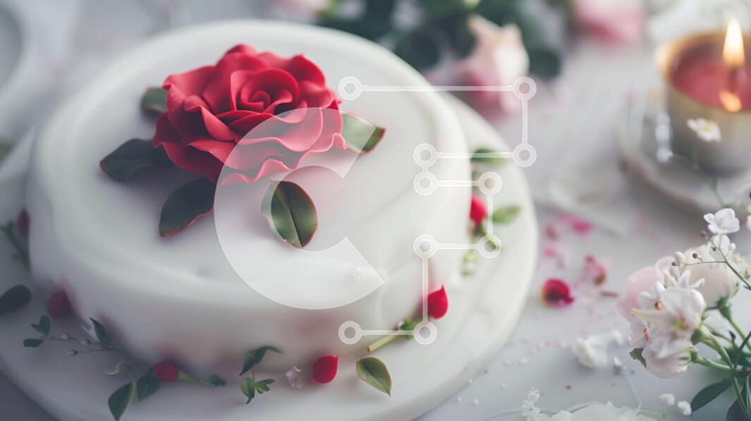 Intra Συλλεκτικό Ξύλινο Παζλ Plywood  4mm - Λευκό κέικ με κόκκινα τριαντάφυλλα και κεριά Σε Ξύλινο Κουτί - Διαστάσεις: 10x10 cm – 25 κομμάτια