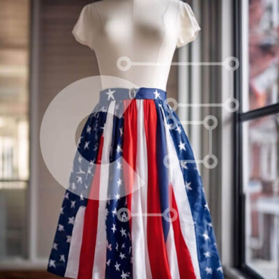 Intra Συλλεκτικό Ξύλινο Παζλ Plywood 4mm - Μανεκέν με επίδειξη φούστας αμερικανικής σημαίας Σε Ξύλινο Κουτί - Διαστάσεις: 10x10 cm – 25 κομμάτια - Image 1