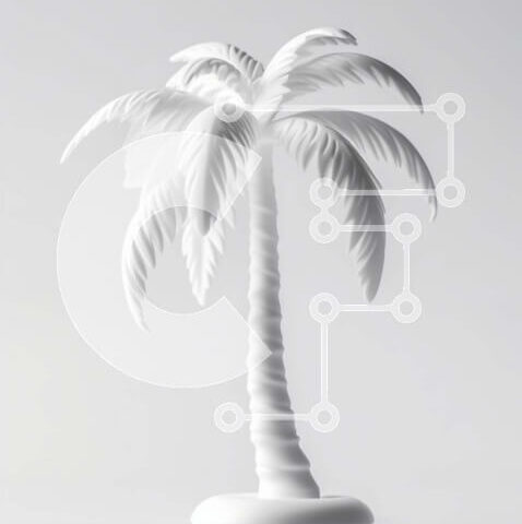 Intra Συλλεκτικό Ξύλινο Παζλ Plywood  4mm - Λευκός φοίνικας σε αντικείμενο που αντανακλάται στο νερό Σε Ξύλινο Κουτί - Διαστάσεις: 10x10 cm – 25 κομμάτια - Image 1