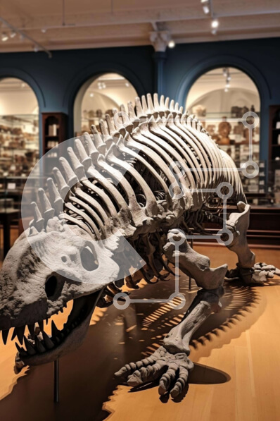 Intra Συλλεκτικό Ξύλινο Παζλ Plywood  4mm - Μεγάλη έκθεση σκελετών ζώων στο Μουσείο Σε Ξύλινο Κουτί - Διαστάσεις: 10x10 cm – 25 κομμάτια