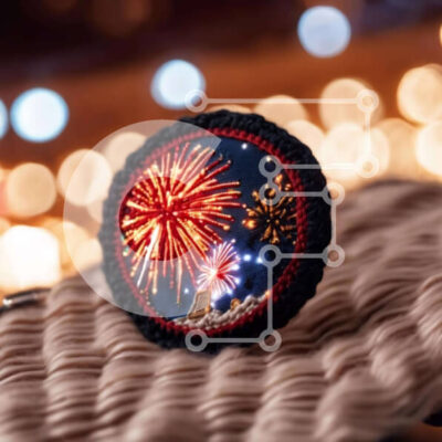 Intra Συλλεκτικό Ξύλινο Παζλ Plywood  4mm - Fireworks Design Κοσμήματα σε ύφασμα με φώτα φόντου Σε Ξύλινο Κουτί - Διαστάσεις: 10x10 cm – 25 κομμάτια - Image 1