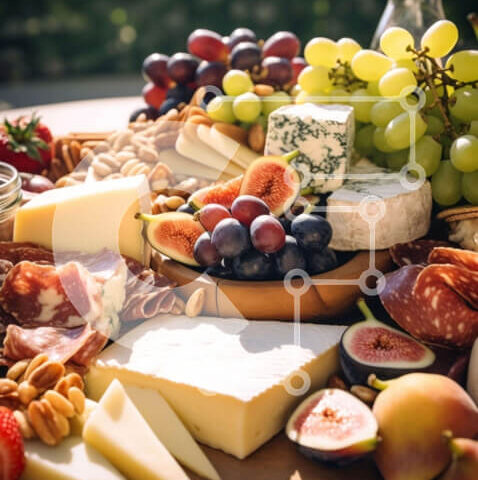 Intra Συλλεκτικό Ξύλινο Παζλ Plywood 4mm - Ποικιλία από τυριά, φρούτα, ξηρούς καρπούς, κρασί και άλλα Σε Ξύλινο Κουτί - Διαστάσεις: 10x10 cm – 25 κομμάτια - Image 1