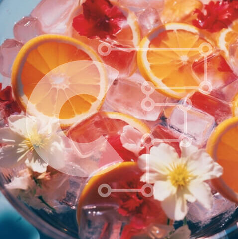 Intra Συλλεκτικό Ξύλινο Παζλ Plywood 4mm - Γυάλινο μπολ με φέτες πορτοκαλιού, παγάκια και λουλούδια Σε Ξύλινο Κουτί - Διαστάσεις: 10x10 cm – 25 κομμάτια - Image 1