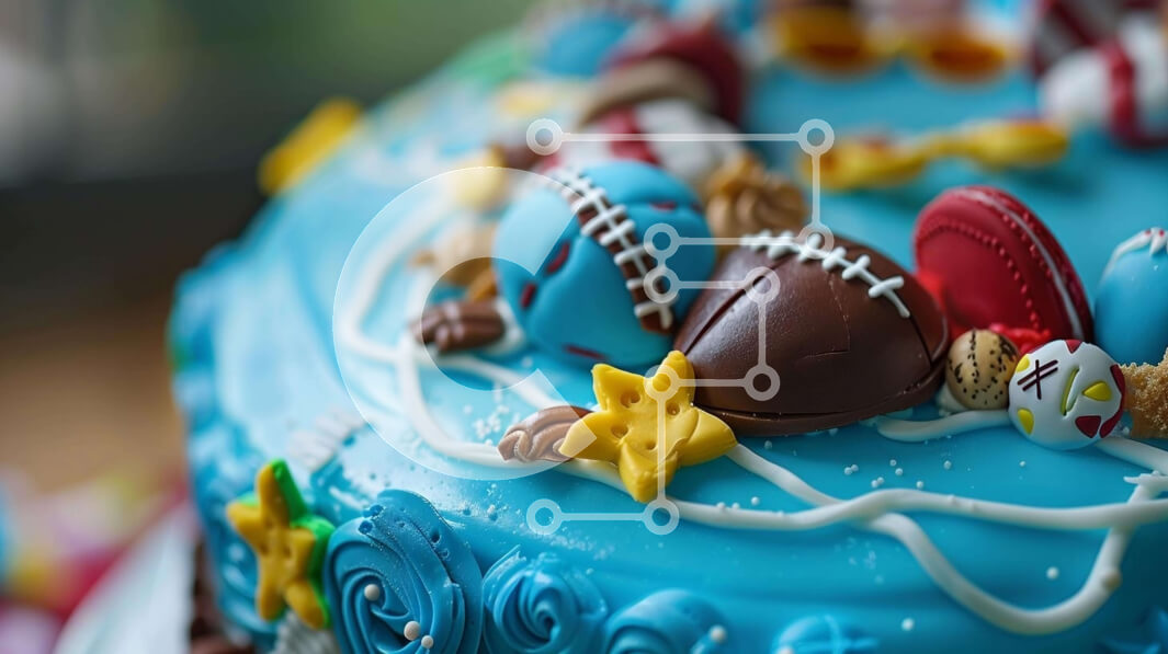 Intra Συλλεκτικό Ξύλινο Παζλ Plywood  4mm - Μπλε τούρτα με αθλητικό θέμα με πολύχρωμα ψεκάσματα Σε Ξύλινο Κουτί - Διαστάσεις: 10x10 cm – 25 κομμάτια