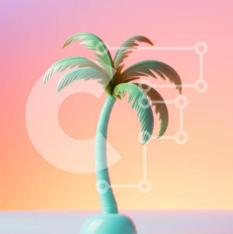 Intra Συλλεκτικό Ξύλινο Παζλ Plywood  4mm - Μικρός φοίνικας σε ζωντανό πορτοκαλί και ροζ φόντο Σε Ξύλινο Κουτί - Διαστάσεις: 10x10 cm – 25 κομμάτια - Image 1