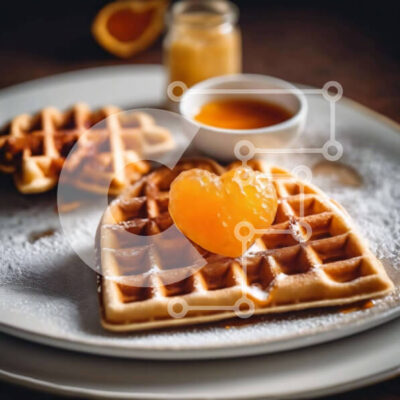 Intra Συλλεκτικό Ξύλινο Παζλ Plywood  4mm - Γλυκές βάφλες με φέτα πορτοκαλιού και ζάχαρη άχνη Σε Ξύλινο Κουτί - Διαστάσεις: 10x10 cm – 25 κομμάτια - Image 1