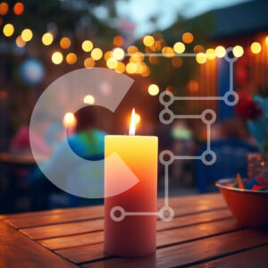 Intra Συλλεκτικό Ξύλινο Παζλ Plywood  4mm - Υπαίθρια σκηνή φαγητού με κερί και ανθρώπους Σε Ξύλινο Κουτί - Διαστάσεις: 10x10 cm – 25 κομμάτια