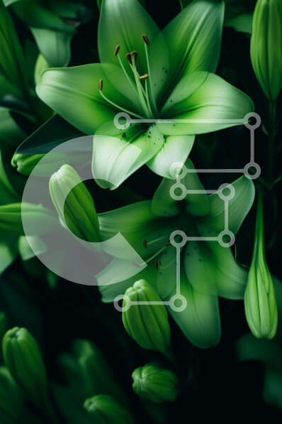 Intra Συλλεκτικό Ξύλινο Παζλ Plywood  4mm - Κοντινό πλάνο ανθισμένα λουλούδια πράσινου κρίνου Σε Ξύλινο Κουτί - Διαστάσεις: 10x10 cm – 25 κομμάτια