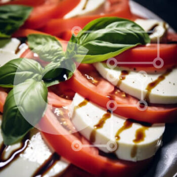 Intra Συλλεκτικό Ξύλινο Παζλ Plywood  4mm - Φρέσκια σαλάτα Caprese με ντομάτες, μοτσαρέλα και βασιλικό Σε Ξύλινο Κουτί - Διαστάσεις: 10x10 cm – 25 κομμάτια - Image 1