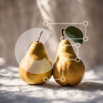 Intra Συλλεκτικό Ξύλινο Παζλ Plywood  4mm - Δύο αχλάδια με το πράσινο φύλλο στο τραπέζι Σε Ξύλινο Κουτί - Διαστάσεις: 10x10 cm – 25 κομμάτια - Image 1