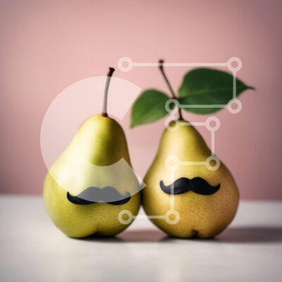 Intra Συλλεκτικό Ξύλινο Παζλ Plywood  4mm - Δύο αχλάδια με μουστάκια σε λευκή επιφάνεια Σε Ξύλινο Κουτί - Διαστάσεις: 10x10 cm – 25 κομμάτια - Image 1