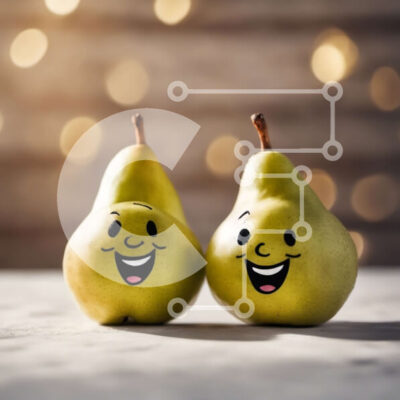 Intra Συλλεκτικό Ξύλινο Παζλ Plywood 4mm - Δύο χαμογελαστά αχλάδια σε ένα τραπέζι με πολύχρωμα φώτα Σε Ξύλινο Κουτί - Διαστάσεις: 10x10 cm – 25 κομμάτια - Image 1