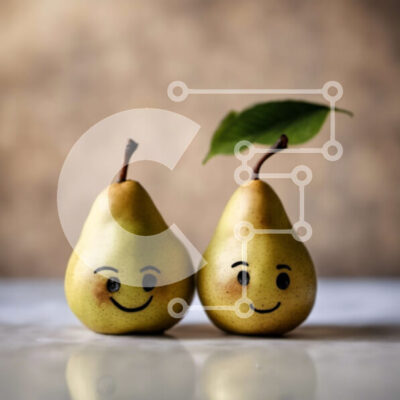 Intra Συλλεκτικό Ξύλινο Παζλ Plywood  4mm - Αχλάδια Smiley Face με Φύλλο Διακόσμηση Σε Ξύλινο Κουτί - Διαστάσεις: 10x10 cm – 25 κομμάτια - Image 1