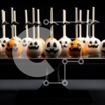 Intra Συλλεκτικό Ξύλινο Παζλ Plywood  4mm - Halloween Cake Pops και Εμφάνιση μπισκότων κολοκύθας Σε Ξύλινο Κουτί - Διαστάσεις: 10x10 cm – 25 κομμάτια - Image 1