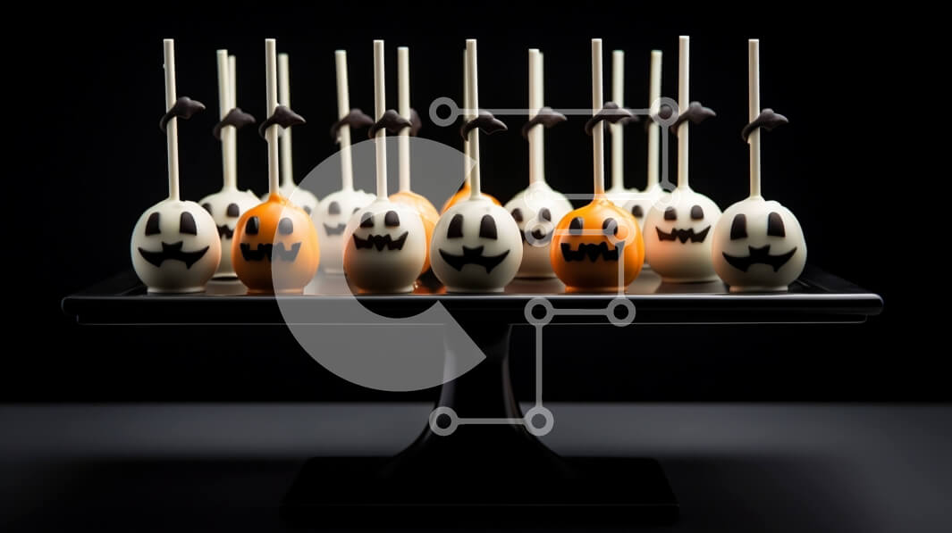 Intra Συλλεκτικό Ξύλινο Παζλ Plywood  4mm - Halloween Cake Pops και Εμφάνιση μπισκότων κολοκύθας Σε Ξύλινο Κουτί - Διαστάσεις: 10x10 cm – 25 κομμάτια - Image 1