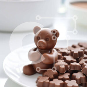 Intra Συλλεκτικό Ξύλινο Παζλ Plywood  4mm - Πιάτο γλυκού με αρκουδάκια με σοκολάτα Σε Ξύλινο Κουτί - Διαστάσεις: 10x10 cm – 25 κομμάτια