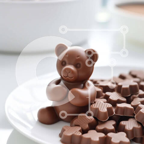 Intra Συλλεκτικό Ξύλινο Παζλ Plywood  4mm - Πιάτο γλυκού με αρκουδάκια με σοκολάτα Σε Ξύλινο Κουτί - Διαστάσεις: 10x10 cm – 25 κομμάτια - Image 1