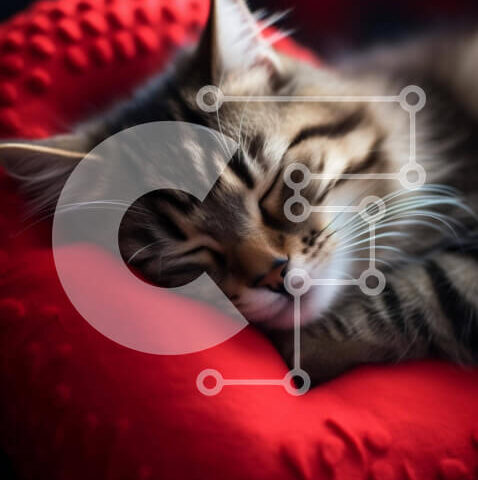 Intra Συλλεκτικό Ξύλινο Παζλ Plywood  4mm - Γάτα που κοιμάται σε μαξιλάρι σε σχήμα καρδιάς Σε Ξύλινο Κουτί - Διαστάσεις: 10x10 cm – 25 κομμάτια - Image 1