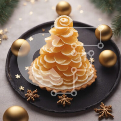 Intra Συλλεκτικό Ξύλινο Παζλ Plywood  4mm - Εορταστικό επιδόρπιο με κέικ και χρυσά στολίδια Σε Ξύλινο Κουτί - Διαστάσεις: 10x10 cm – 25 κομμάτια - Image 1