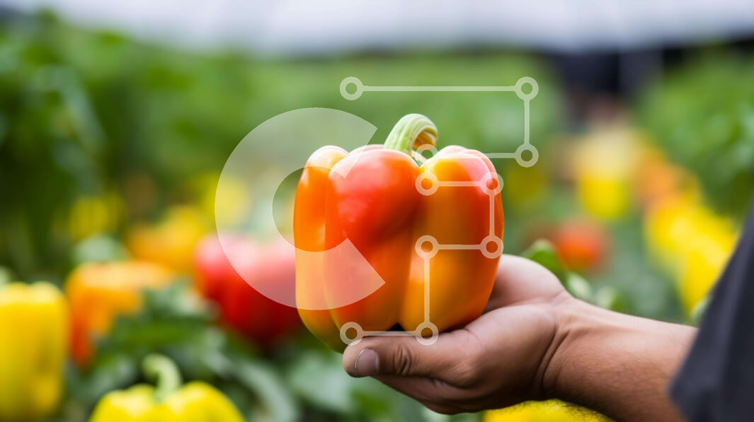 Intra Συλλεκτικό Ξύλινο Παζλ Plywood  4mm - Άτομο που κρατά τις πιπεριές σε ένα χωράφι Σε Ξύλινο Κουτί - Διαστάσεις: 10x10 cm – 25 κομμάτια