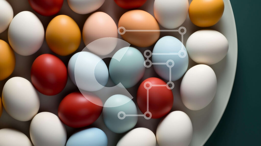 Intra Συλλεκτικό Ξύλινο Παζλ Plywood  4mm - Πολύχρωμα Πασχαλινά αυγά στο άσπρο πιάτο Σε Ξύλινο Κουτί - Διαστάσεις: 10x10 cm – 25 κομμάτια