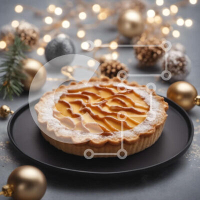 Intra Συλλεκτικό Ξύλινο Παζλ Plywood  4mm - Πορτοκαλί και κίτρινη τάρτα σε διακοσμητικό πιάτο Σε Ξύλινο Κουτί - Διαστάσεις: 10x10 cm – 25 κομμάτια - Image 1