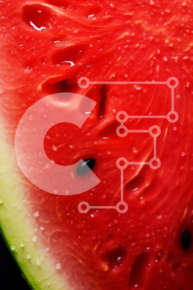 Intra Συλλεκτικό Ξύλινο Παζλ Plywood  4mm - Κοντινό πλάνο της φρέσκιας φέτας καρπούζι με σταγονίδια νερού Σε Ξύλινο Κουτί - Διαστάσεις: 10x10 cm – 25 κομμάτια