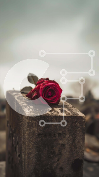 Intra Συλλεκτικό Ξύλινο Παζλ Plywood  4mm - Κόκκινο τριαντάφυλλο στην παλιά ταφόπλακα Σε Ξύλινο Κουτί - Διαστάσεις: 10x10 cm – 25 κομμάτια