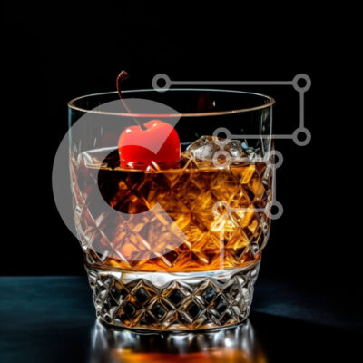 Intra Συλλεκτικό Ξύλινο Παζλ Plywood  4mm - Κομψή σφηνάκι ουίσκι με κεράσι σε σκούρο φόντο Σε Ξύλινο Κουτί - Διαστάσεις: 10x10 cm – 25 κομμάτια - Image 1