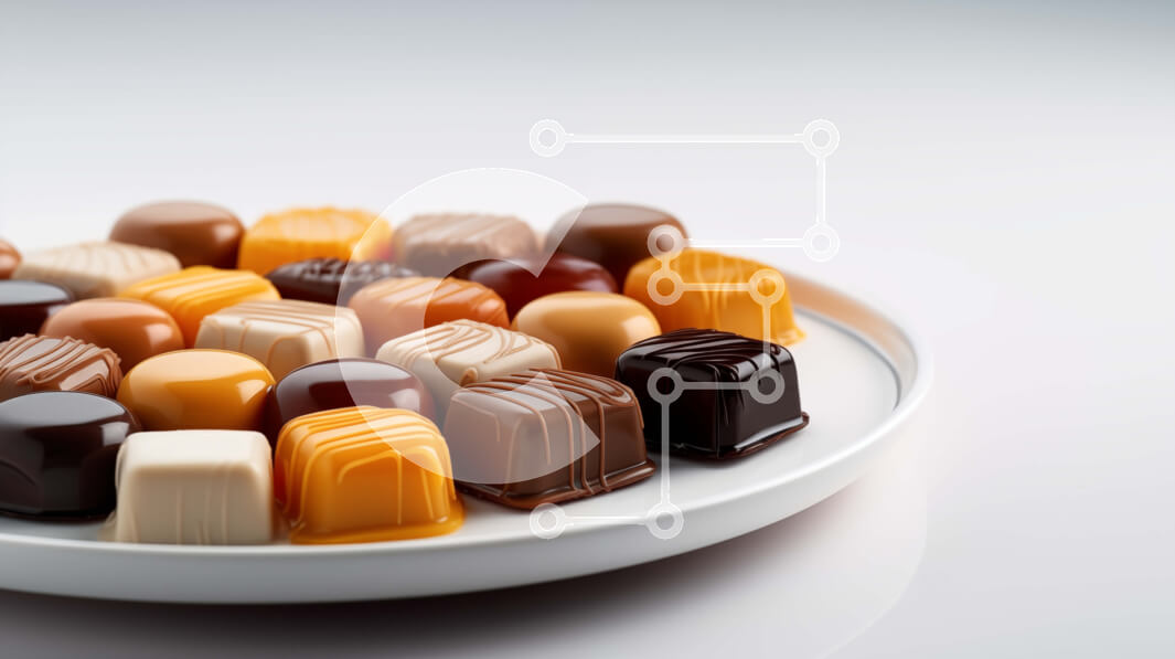 Intra Συλλεκτικό Ξύλινο Παζλ Plywood  4mm - Ανάμικτες καραμέλες σε ένα λευκό πιάτο Σε Ξύλινο Κουτί - Διαστάσεις: 10x10 cm – 25 κομμάτια