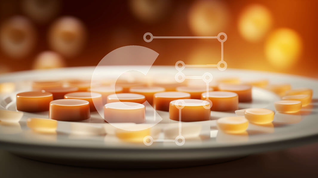 Intra Συλλεκτικό Ξύλινο Παζλ Plywood  4mm - Πορτοκαλί καραμέλες σε ένα πιάτο Σε Ξύλινο Κουτί - Διαστάσεις: 10x10 cm – 25 κομμάτια