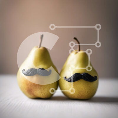 Intra Συλλεκτικό Ξύλινο Παζλ Plywood 4mm - Δύο αχλάδια με μουστάκια σε ένα ξύλινο τραπέζι Σε Ξύλινο Κουτί - Διαστάσεις: 10x10 cm – 25 κομμάτια - Image 1