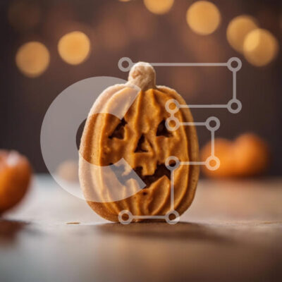 Intra Συλλεκτικό Ξύλινο Παζλ Plywood  4mm - Μικρό μπισκότο σε σχήμα κολοκύθας σε φόντο ξύλινο τραπέζι Σε Ξύλινο Κουτί - Διαστάσεις: 10x10 cm – 25 κομμάτια - Image 1