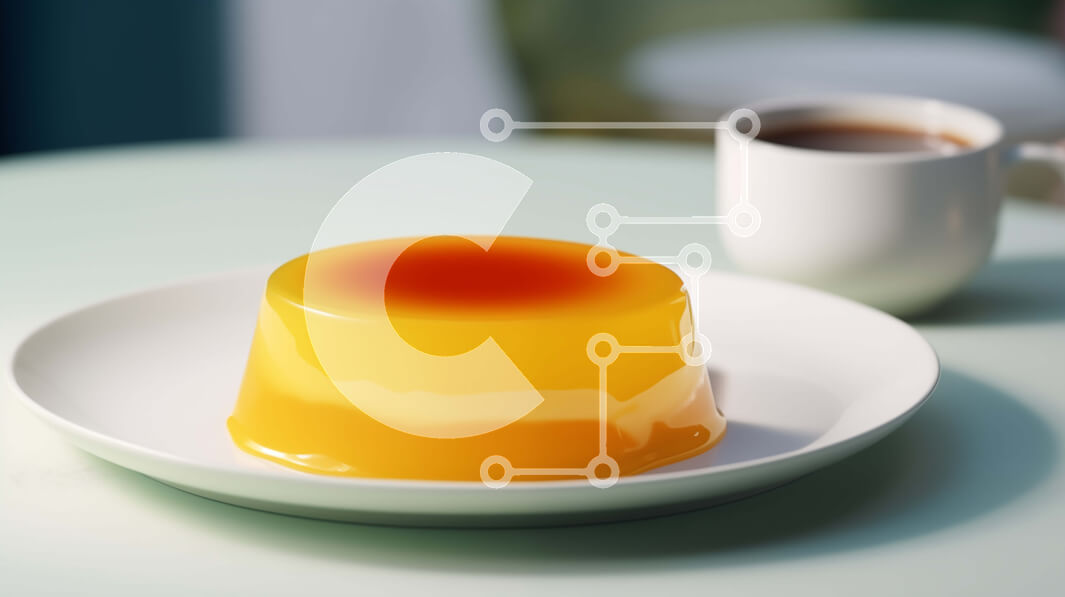 Intra Συλλεκτικό Ξύλινο Παζλ Plywood  4mm - Νόστιμο πορτοκαλί επιδόρπιο με καφέ σε λευκό πιάτο Σε Ξύλινο Κουτί - Διαστάσεις: 10x10 cm – 25 κομμάτια