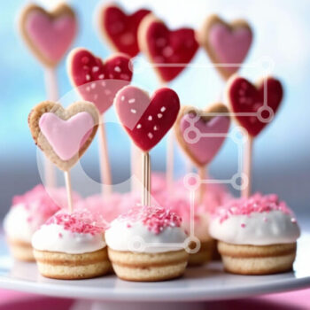 Intra Συλλεκτικό Ξύλινο Παζλ Plywood  4mm - Cupcakes για την ημέρα του Αγίου Βαλεντίνου με μπισκότα σε σχήμα καρδιάς και πασπάλισμα Σε Ξύλινο Κουτί - Διαστάσεις: 10x10 cm – 25 κομμάτια - Image 1