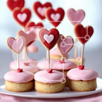 Intra Συλλεκτικό Ξύλινο Παζλ Plywood  4mm - Cupcakes με Pink Frosting και Διακοσμητικά Καρδιά Σε Ξύλινο Κουτί - Διαστάσεις: 10x10 cm – 25 κομμάτια - Image 1