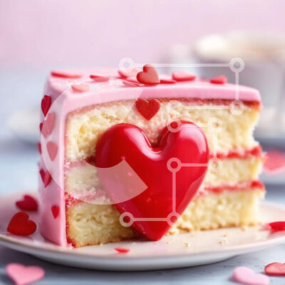 Intra Συλλεκτικό Ξύλινο Παζλ Plywood  4mm - Κέικ σε σχήμα καρδιάς με ροζ πάγωμα και κόκκινες ψεκασμούς Σε Ξύλινο Κουτί - Διαστάσεις: 10x10 cm – 25 κομμάτια - Image 1