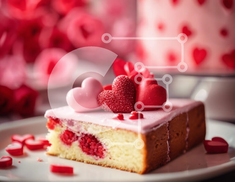 Intra Συλλεκτικό Ξύλινο Παζλ Plywood  4mm - Φέτα κέικ με διακοσμητικά για την ημέρα του Αγίου Βαλεντίνου Σε Ξύλινο Κουτί - Διαστάσεις: 10x10 cm – 25 κομμάτια