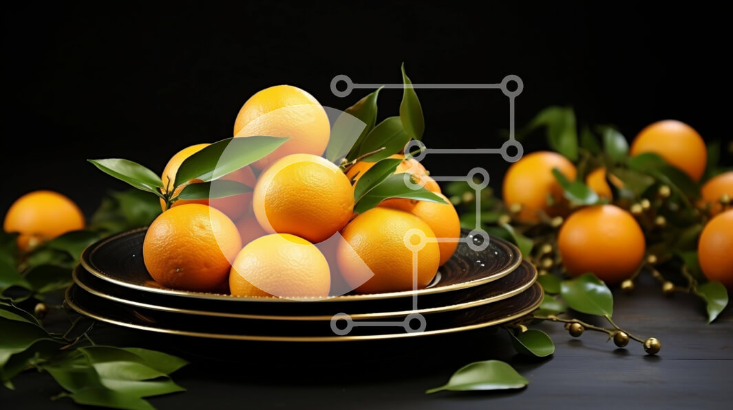 Intra Συλλεκτικό Ξύλινο Παζλ Plywood  4mm - Φρέσκα πορτοκάλια σε ένα μπολ σε πράσινα φύλλα Σε Ξύλινο Κουτί - Διαστάσεις: 10x10 cm – 25 κομμάτια