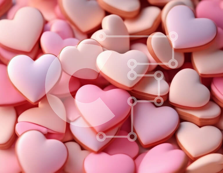 Intra Συλλεκτικό Ξύλινο Παζλ Plywood  4mm - Σωρός από ροζ μπισκότα σε σχήμα καρδιάς για την ημέρα του Αγίου Βαλεντίνου Σε Ξύλινο Κουτί - Διαστάσεις: 10x10 cm – 25 κομμάτια