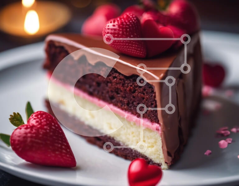 Intra Συλλεκτικό Ξύλινο Παζλ Plywood  4mm - Φέτα κέικ σοκολάτας με φράουλες Σε Ξύλινο Κουτί - Διαστάσεις: 10x10 cm – 25 κομμάτια