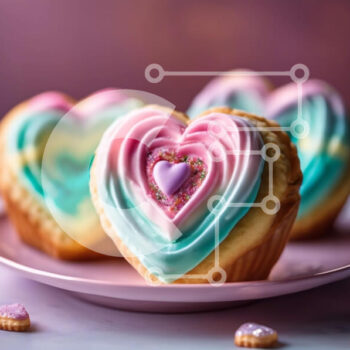 Intra Συλλεκτικό Ξύλινο Παζλ Plywood  4mm - Cupcakes σε σχήμα καρδιάς σε ροζ πιάτο Σε Ξύλινο Κουτί - Διαστάσεις: 10x10 cm – 25 κομμάτια - Image 1