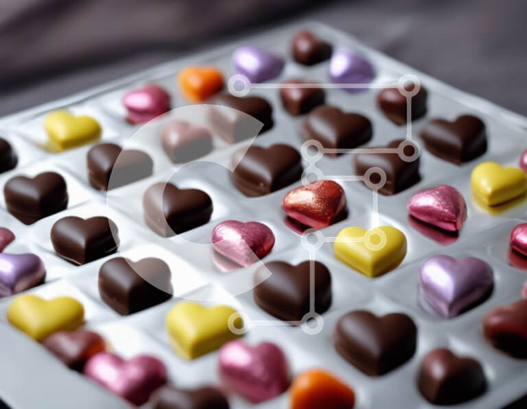 Intra Συλλεκτικό Ξύλινο Παζλ Plywood  4mm - Ανάμικτες καρδιές σοκολάτας σε ασημένιο δίσκο Σε Ξύλινο Κουτί - Διαστάσεις: 10x10 cm – 25 κομμάτια