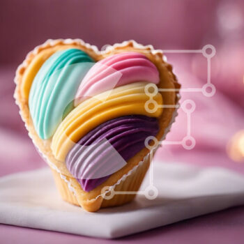 Intra Συλλεκτικό Ξύλινο Παζλ Plywood  4mm - Cupcake σε σχήμα καρδιάς με πολύχρωμο frosting σε πορτοκαλί χαρτοπετσέτα Σε Ξύλινο Κουτί - Διαστάσεις: 10x10 cm – 25 κομμάτια - Image 1