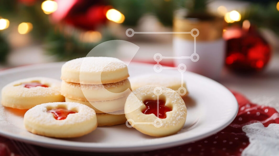 Intra Συλλεκτικό Ξύλινο Παζλ Plywood  4mm - Πιάτο μπισκότων με κόκκινα και λευκά διακοσμητικά Σε Ξύλινο Κουτί - Διαστάσεις: 10x10 cm – 25 κομμάτια