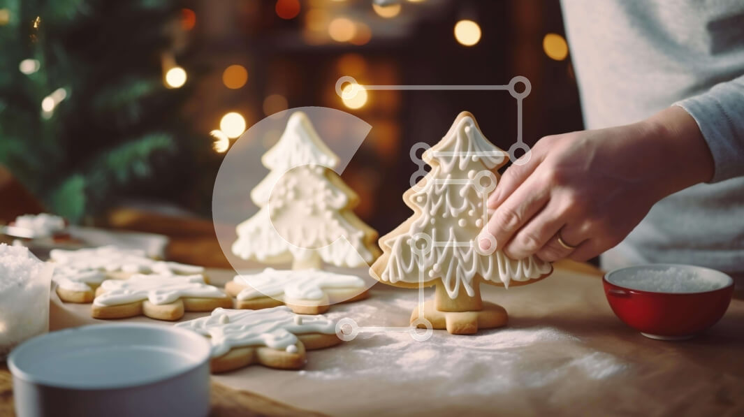 Intra Συλλεκτικό Ξύλινο Παζλ Plywood  4mm - Άτομο που διακοσμεί τα μπισκότα με γλάσο για την περίοδο των γιορτών Σε Ξύλινο Κουτί - Διαστάσεις: 10x10 cm – 25 κομμάτια